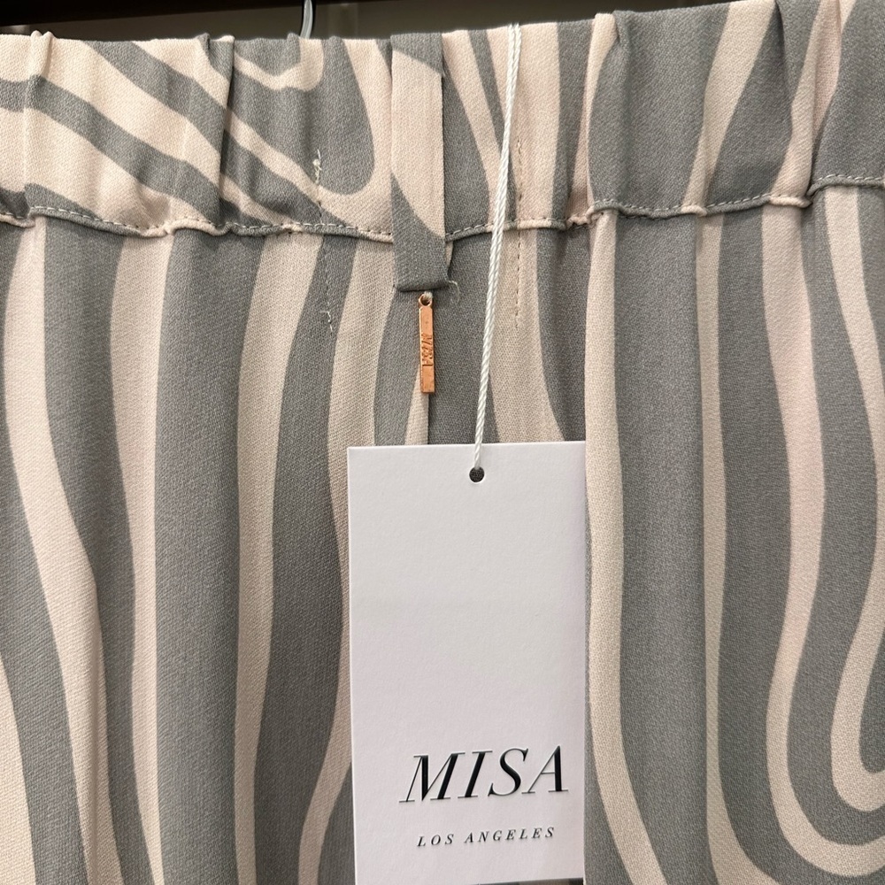NWT Misa Los Angeles Grey/White Zebra Print Wide Leg Pants Size M - Picture 6 of 8